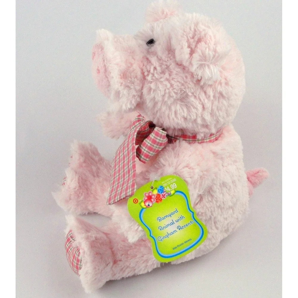Animal Adventure Pig Plush Pink Plaid Bow Feet 11 Inch 2007 Target Stuffed New